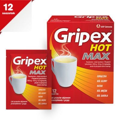 GRIPEX HOT MAX 12 saszetek, przeziębienie, grypa