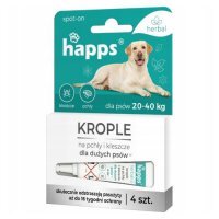 HAPPS Herbal krople na pchły i kleszcze dla dużych psów (20-40kg), 4x4ml