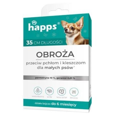 HAPPS Obroża przeciw pchłom i kleszczom dla małych psów, 35cm