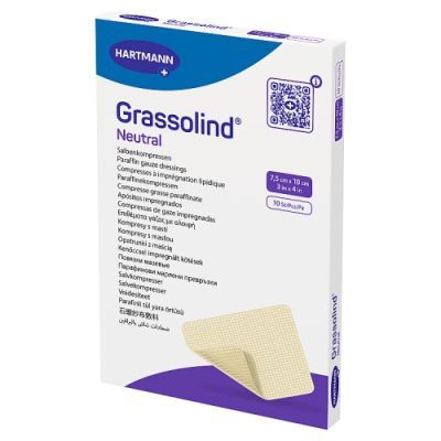 Hartmann Grassolind opatrunek jałowy z neutralną maścią 7,5 cm x 10 cm, 10 szt.