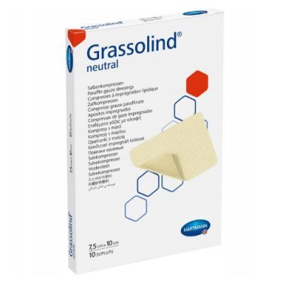 Hartmann Grassolind opatrunek jałowy z neutralną maścią 7,5 cm x 10 cm, 10 szt.