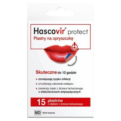 HASCOVIR PROTECT Plastry na opryszczkę 15 sztuk