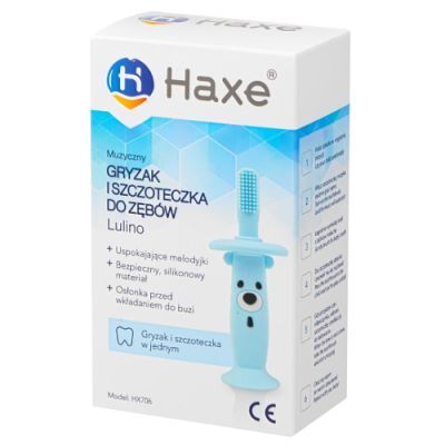 Haxe Lulino Muzyczna szczoteczka gryzak do zębów dla dzieci niebieska, 1 szt.
