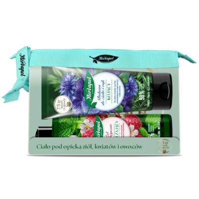 Herbapol Zestaw z kosmetyczką: Nawilżający żel pod prysznic, 400 ml + Kojący balsam do ciała i rąk, 200 ml