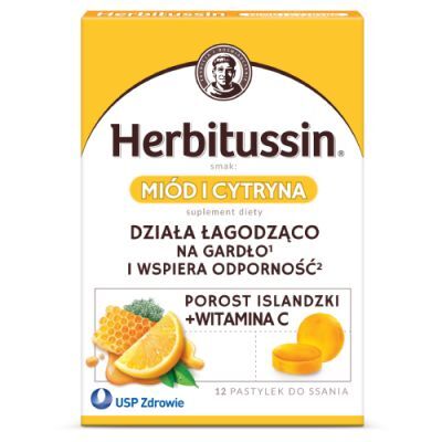 Herbitussin Miód i Cytryna, 12 pastylek do ssania