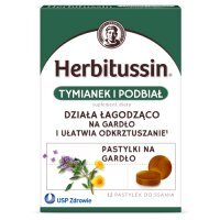 Herbitussin Tymianek i Podbiał, 12 pastylek do ssania