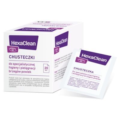HEXACLEAN Chusteczki do specjalistycznej higieny i pielęgnacji brzegów powiek 20 sztuk