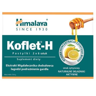 HIMALAYA KOFLET-H smak cytrynowy, 12 pastylek do ssania