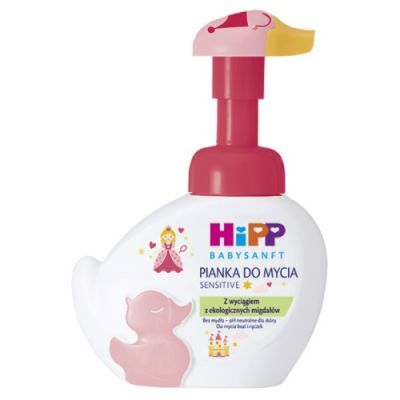 HiPP Babysanft Sensitive Pianka do mycia twarzy i rąk dla dzieci, różowa kaczuszka, 250 ml