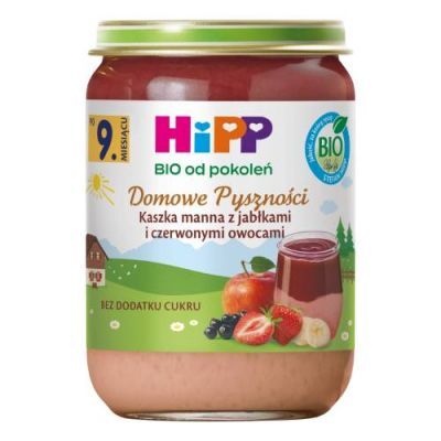 HiPP BIO Domowe Pyszności Kaszka manna z jabłkami i czerwonymi owocami po 9. miesiącu, 190 g