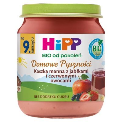HiPP BIO Domowe Pyszności Kaszka manna z jabłkami i czerwonymi owocami po 9. miesiącu, 200 g