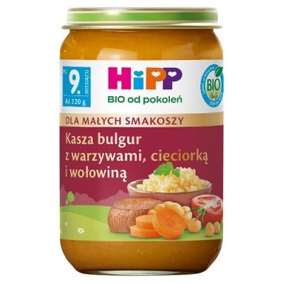 HiPP BIO Kasza bulgur z warzywami cieciorką i wołowiną po 9. miesiącu, 220 g