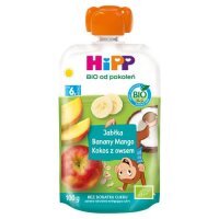 HiPP BIO Mus owocowo-zbożowy jabłka banany mango kokos z owsem po 6. miesiącu, 100 g