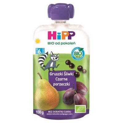 HiPP BIO Mus owocowy gruszki śliwki czarne porzeczki po 6. miesiącu, 100 g