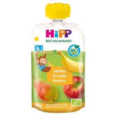 HiPP BIO Mus owocowy jabłka gruszki banany po 6. miesiącu, 100 g