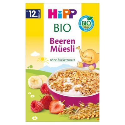 HiPP BIO Musli wielozbożowe truskawki, maliny od 12. miesiąca, 200 g