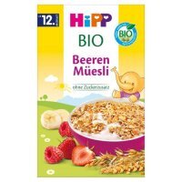 HiPP BIO Musli wielozbożowe truskawki, maliny od 12. miesiąca, 200 g