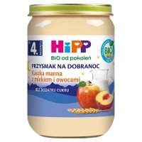 HiPP Bio Przysmak na dobranoc Kaszka manna z mlekiem i owocami po 4. miesiącu, 190 g