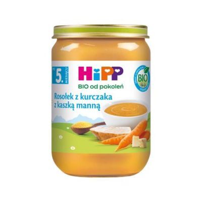 HiPP BIO Rosołek z kurczaka z kaszką manną po 5. miesiącu, 190 g
