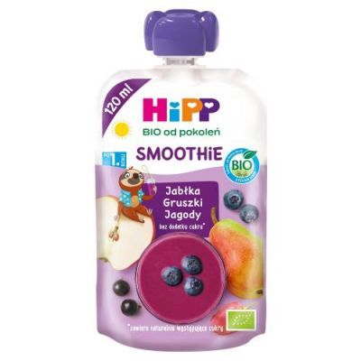 HiPP BIO Smoothie Mus z owoców i soków jabłka gruszki jagody po 1. roku, 120 ml