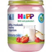 HiPP Jabłka, truskawki i maliny z jogurtem BIO, 160 g