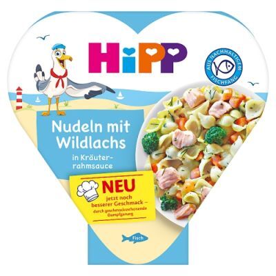 HiPP Kluseczki z dzikim łososiem w sosie ziołowo-śmietanowym po 1. roku, 250 g