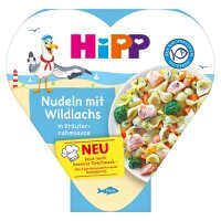 HiPP Kluseczki z dzikim łososiem w sosie ziołowo-śmietanowym po 1. roku, 250 g