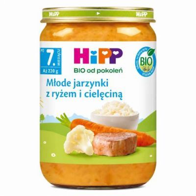 HiPP Młode jarzynki z ryżem i cielęciną BIO, 220 g