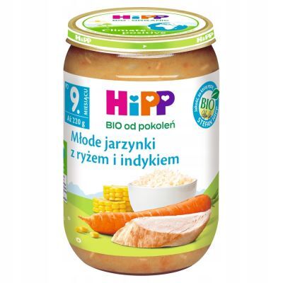 HiPP Młode jarzynki z ryżem i indykiem BIO, 220 g