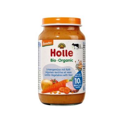 HOLLE Bio Danie dla niemowląt Cielęcina z soczewicą, 220g