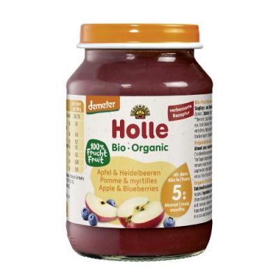 HOLLE Bio Deser dla niemowląt Jabłko Czarna jagoda, 190g