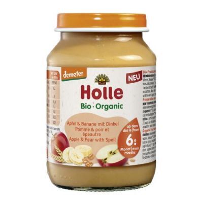 HOLLE Bio Deser dla niemowląt Jabłko i banan z orkiszem, 190g
