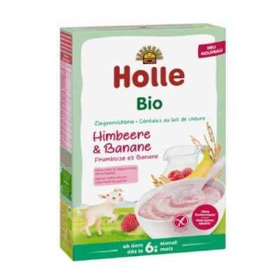 HOLLE BIO Kaszka Ryżowa z Pełnym Mlekiem Kozim Malina Banan, 200g