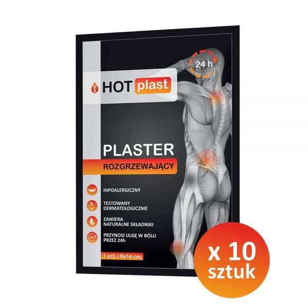 HOT PLAST Plaster rozgrzewający 9 cm x 14 cm PASO x 10sztuk - cena i