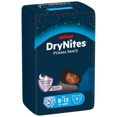HUGGIES DRYNITES BOYS 8-13lat (30-48kg) pieluchomajtki, 9 sztuk