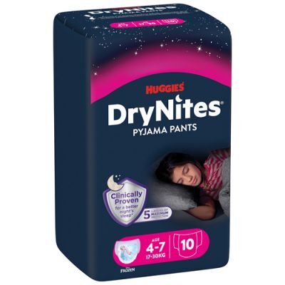 HUGGIES DRYNITES GIRLS 4-7 LAT (13-30kg) pieluchomajtki, 10 szt.