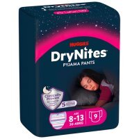 HUGGIES DRYNITES GIRLS 8-13 lat (30-48kg) pieluchomajtki, 9 sztuk