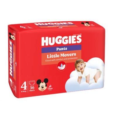 HUGGIES Pieluchomajtki Little Movers Pants rozmiar 4 (9-14kg), 36szt.