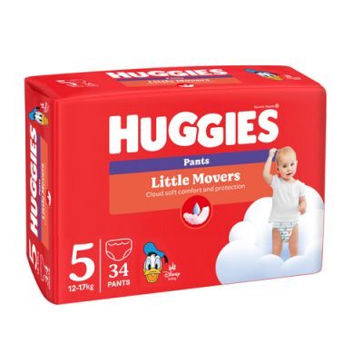 HUGGIES Pieluchomajtki Little Movers Pants rozmiar 5 (12-17kg), 34szt.