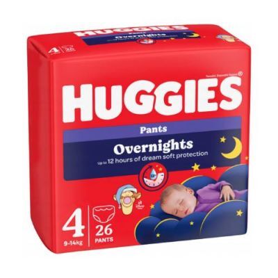 HUGGIES Pieluchomajtki Overnights Pants rozmiar 4 (9-14kg), 26szt.