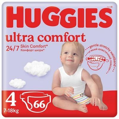 HUGGIES Pieluchy Ultra Comfort rozmiar 4 (7-18 kg), 66szt.