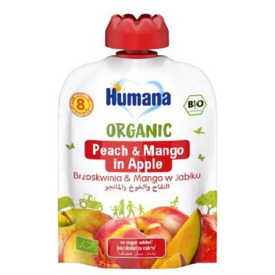 HUMANA 100% Organic Mus Brzoskwinia i mango w jabłku po 8. miesiącu 90 g