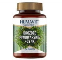 HUMAVIT Drożdże piwowarskie + Cynk, 250tabl. KRÓTKA DATA 31.10.2026
