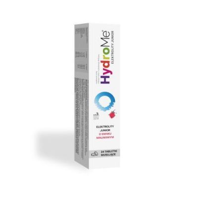 HydroMe Elektrolity Junior - smak malinowy, 24tabl. mus. KRÓTKA DATA 23.08.2026