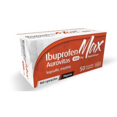 Ibuprofen MAX Aurovitas 400 mg, 50 kapsułek