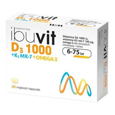 IBUVIT D3 1000 + K2 MK-7 Omega 3  30 kapsułek