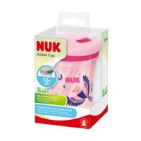 NUK Action Cup Kubek niekapek z silikonową słomką 12m+ różowy, 230ml