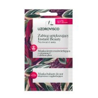 UZDROVISCO Zabieg upiększający Instant Beauty na twarz i usta Maska-krem rozświetlająca z wit. C + Maska-balsam do ust, 8ml