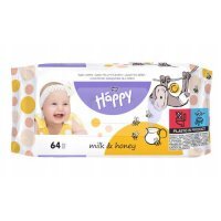 HAPPY Milk&Honey Chusteczki nawilżane dla dzieci, 64 szt.