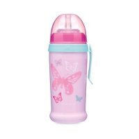 CANPOL BABIES Bidon niekapek BUTTERFLY różowy 12m+ 350ml 56/515